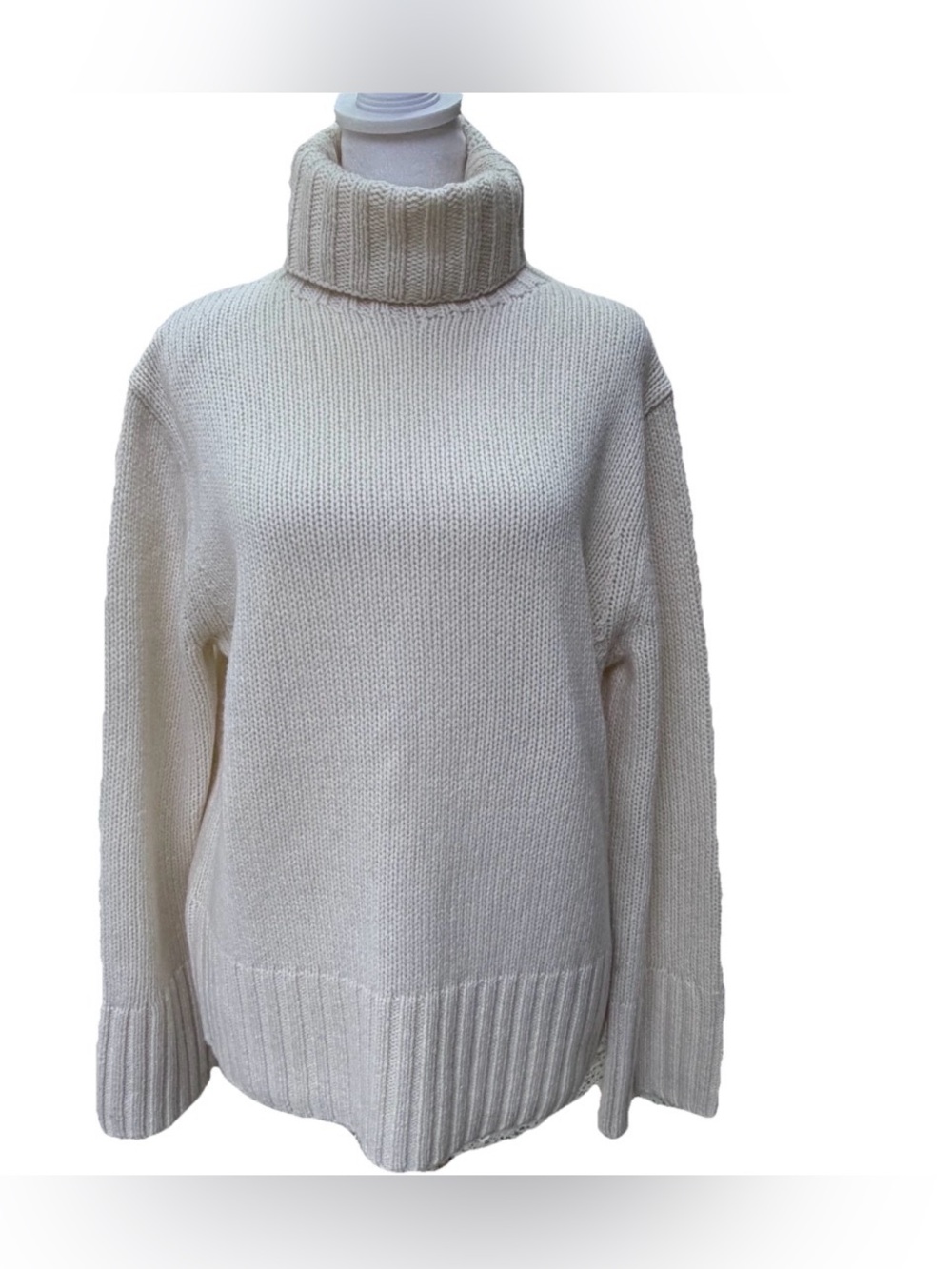 Jenni Kayne Cashmere Oversized Ribbed Sweater Cream XS Wide Sleeve Quiet Luxury